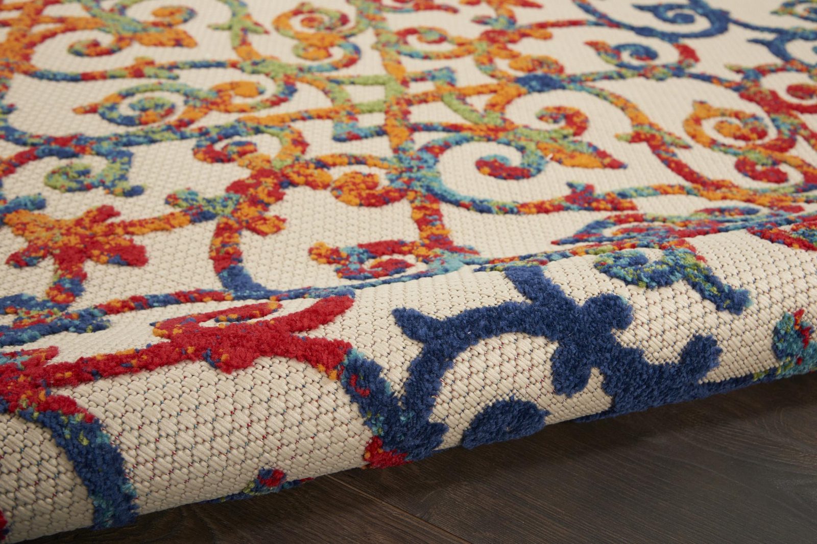 6′ X 9′ Ivory And Blue Indoor Outdoor Area Rug