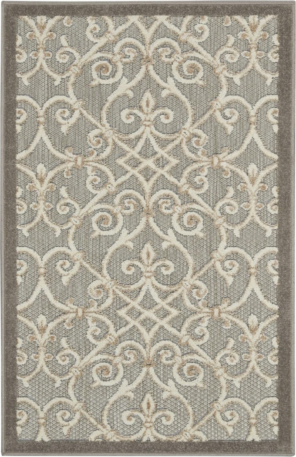3′ X 4′ Gray And Ivory Indoor Outdoor Area Rug