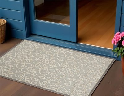 3′ X 4′ Gray And Ivory Indoor Outdoor Area Rug