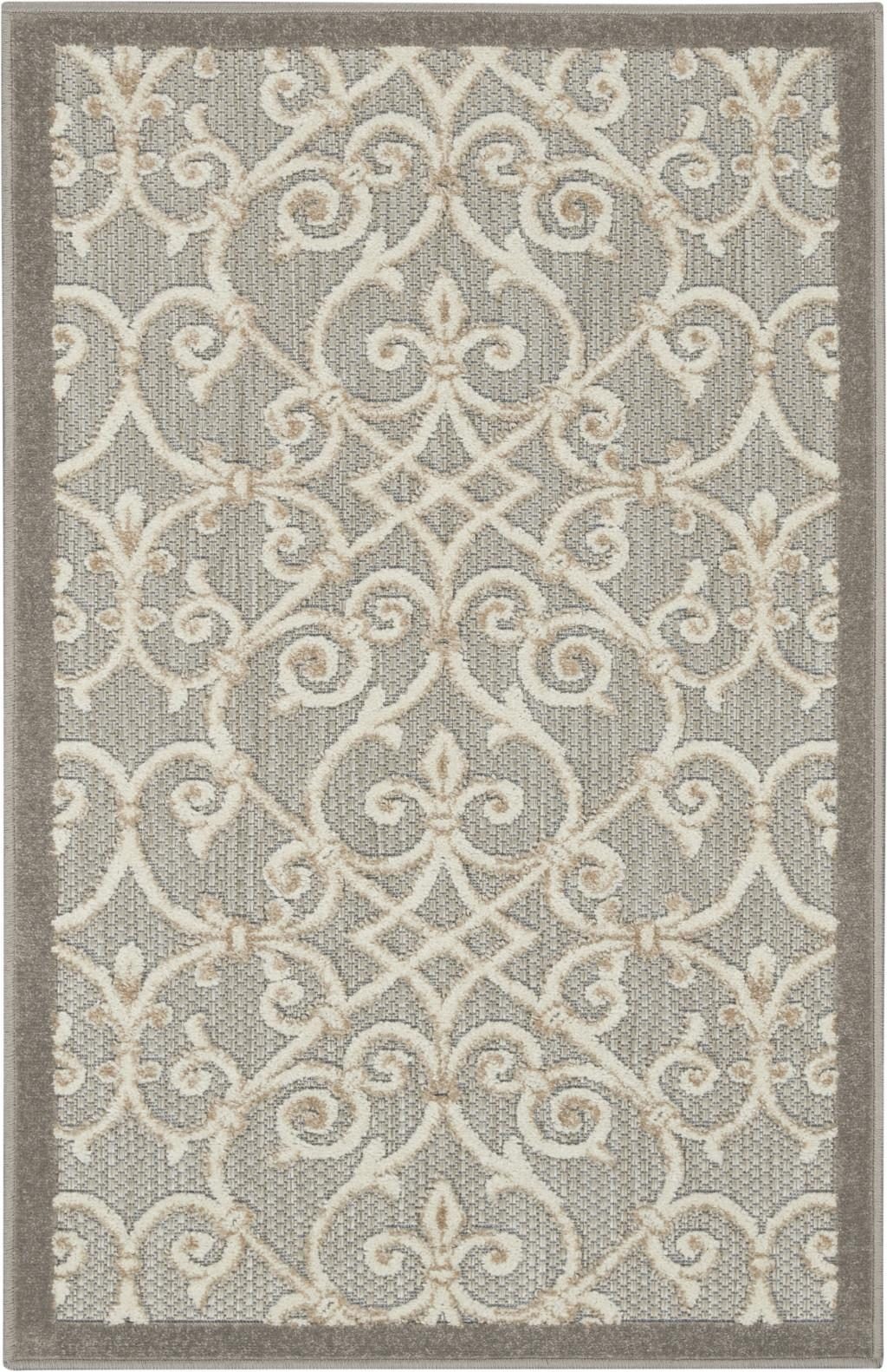 3′ X 4′ Gray And Ivory Indoor Outdoor Area Rug