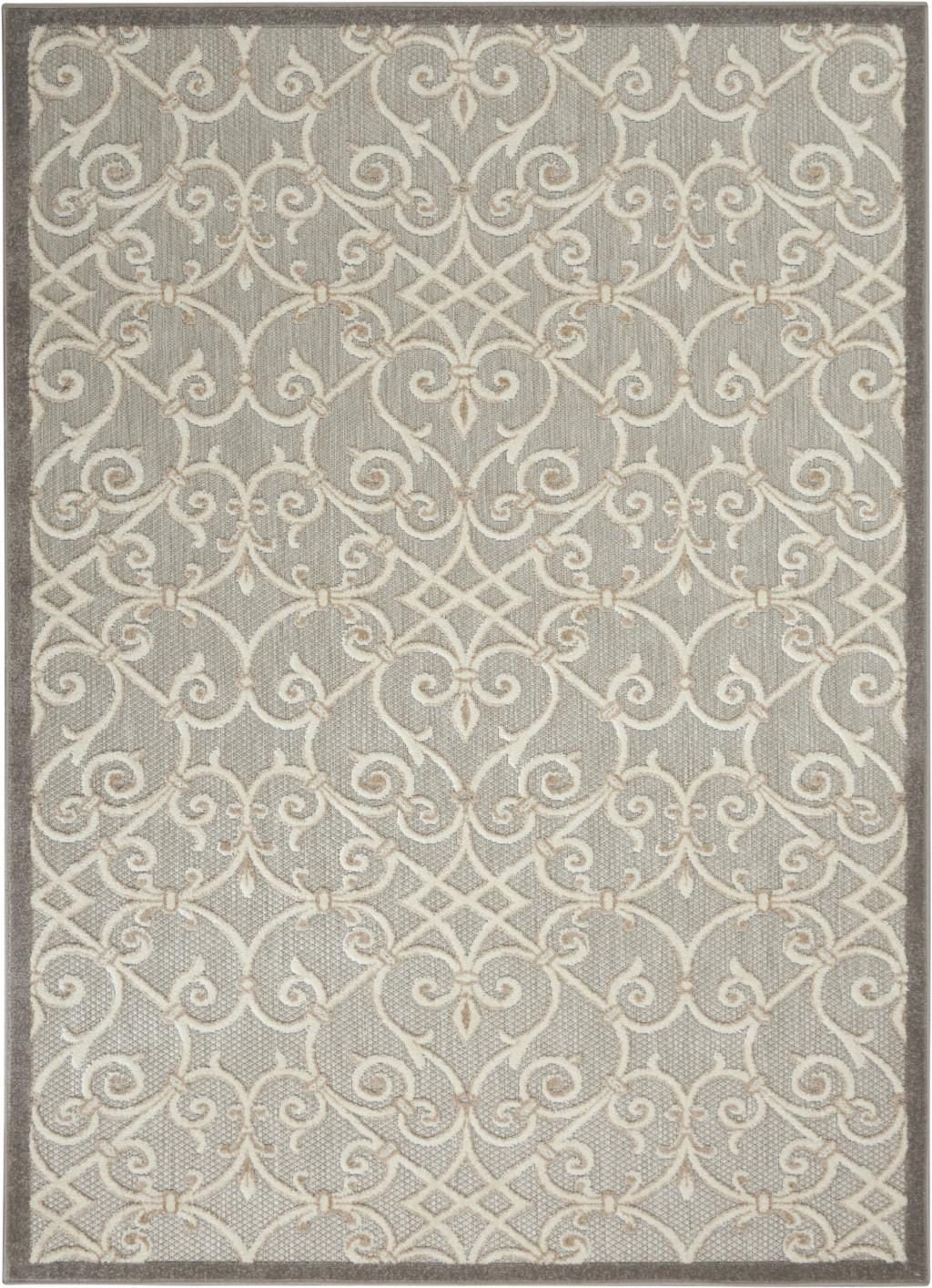4′ X 6′ Gray and Ivory Indoor-Outdoor Area Rug II