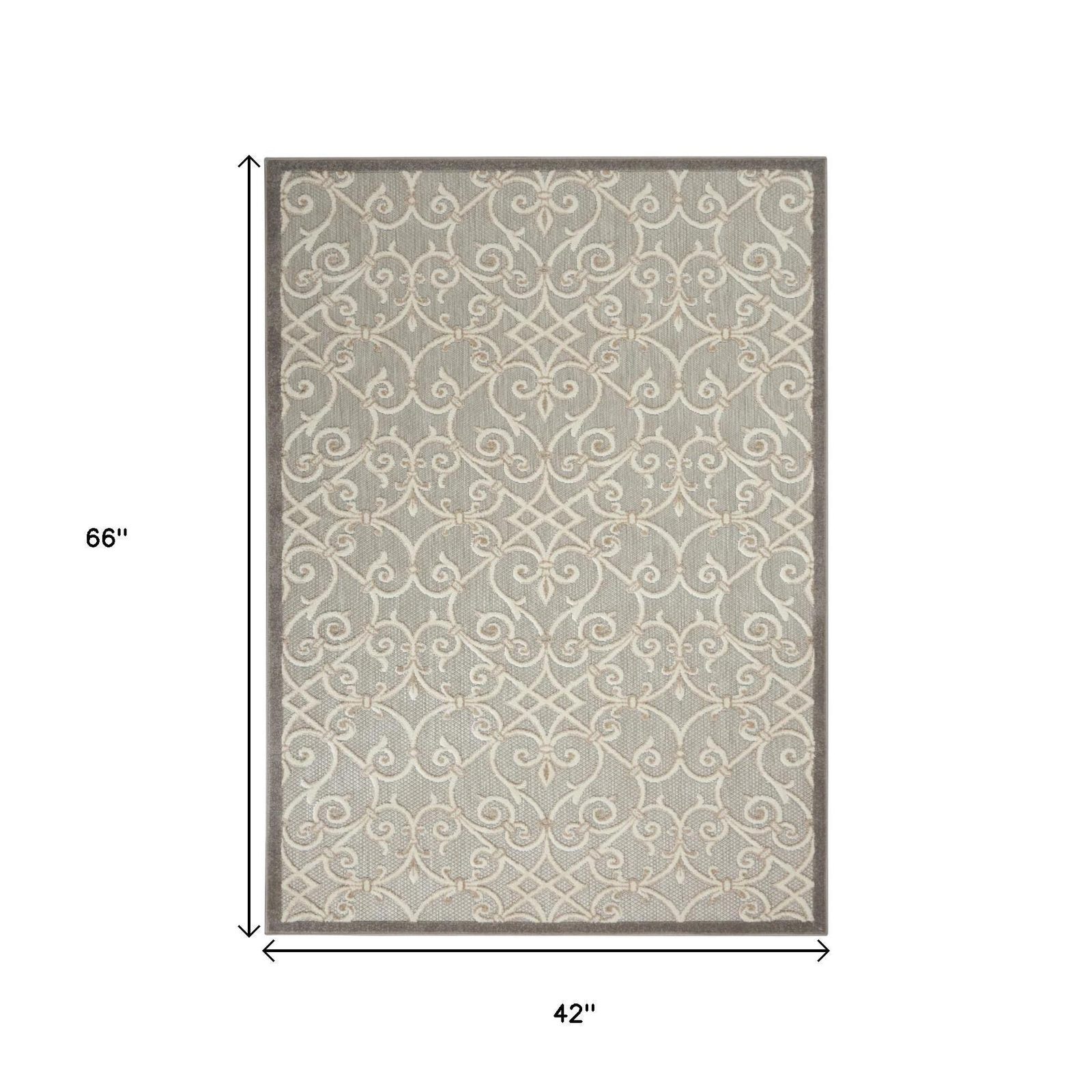 4′ X 6′ Gray and Ivory Indoor-Outdoor Area Rug II