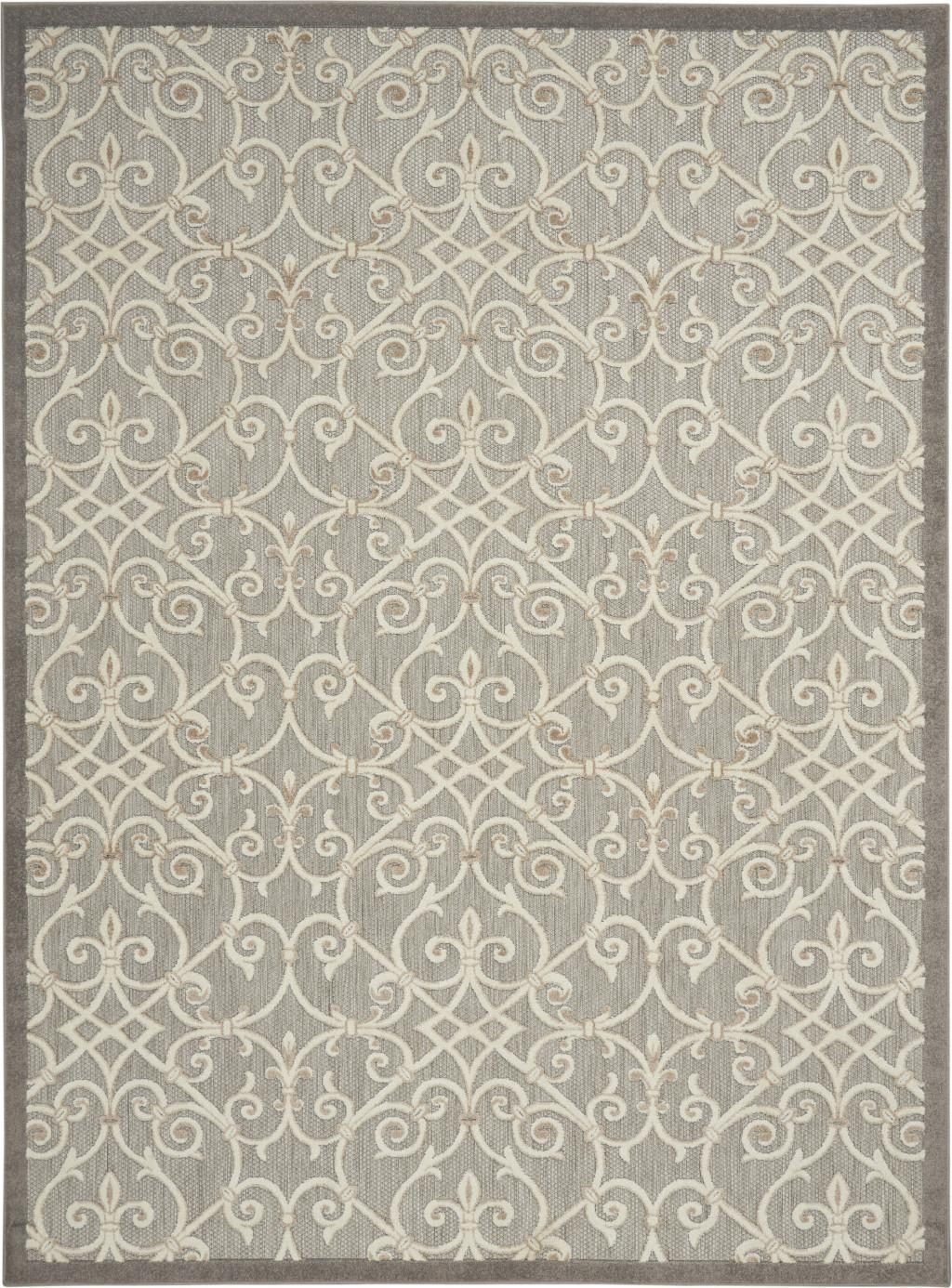 8′ X 11′ Gray Ivory Indoor Outdoor Area Rug II