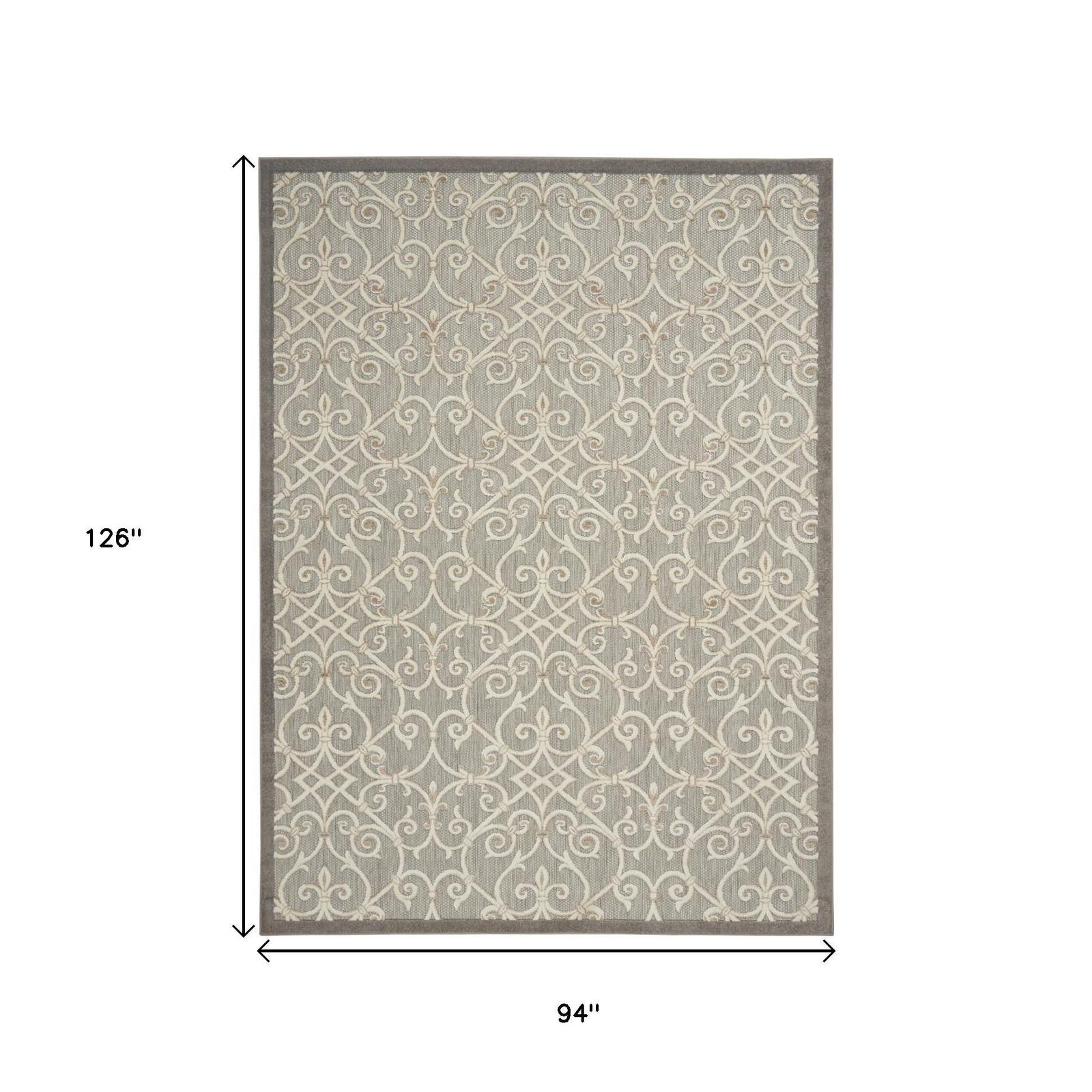 8′ X 11′ Gray Ivory Indoor Outdoor Area Rug II