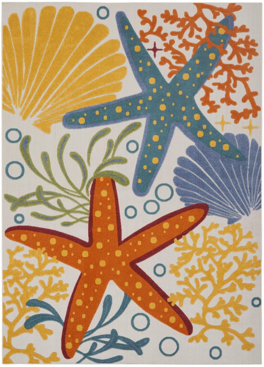 7′ X 10′ Yellow And Ivory Indoor Outdoor Area Rug