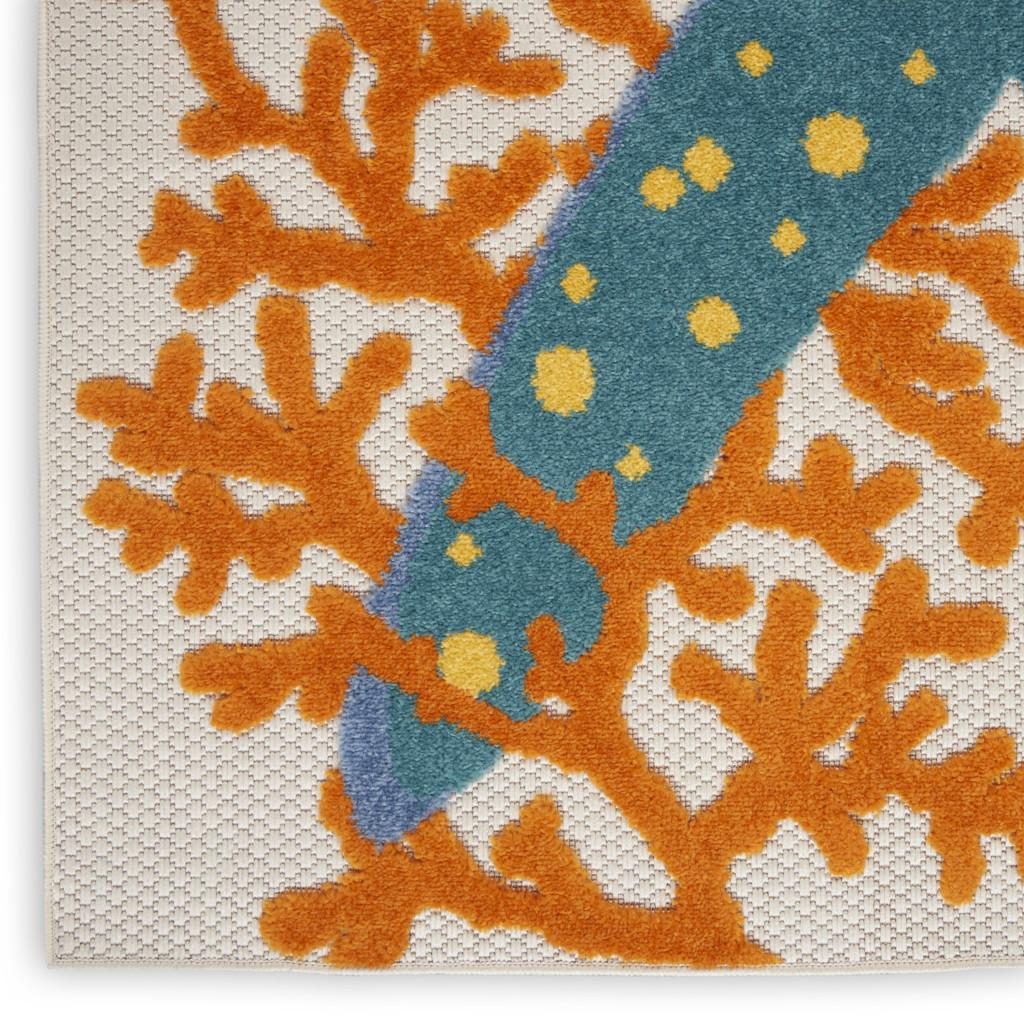 8′ X 11′ Yellow And Ivory Indoor Outdoor Area Rug