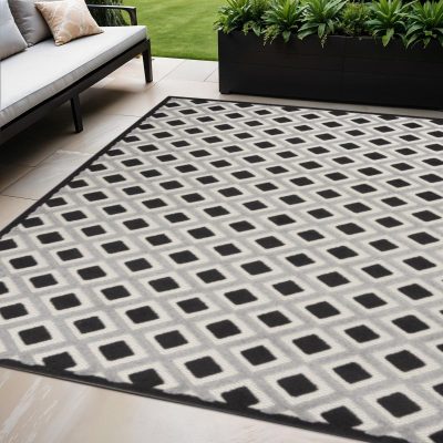 5′ X 8′ Black And White Indoor Outdoor Area Rug