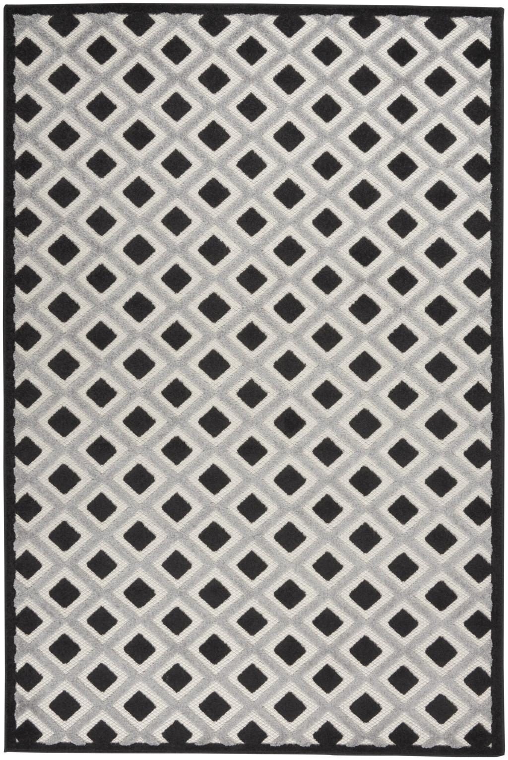 6′ X 9′ Black And White Indoor-Outdoor Area Rug II