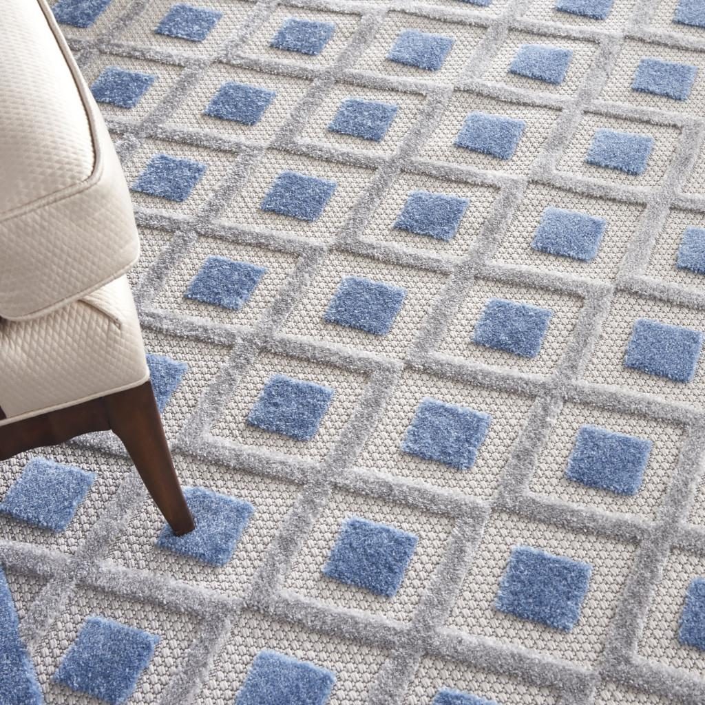 8′ X 11′ Blue and Gray Indoor-Outdoor Area Rug II