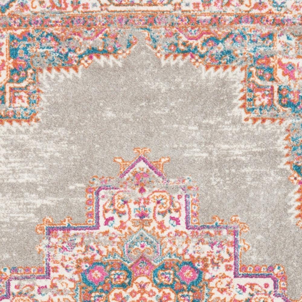 5′ X 7′ Gray And Gold Medallion Distressed Area Rug