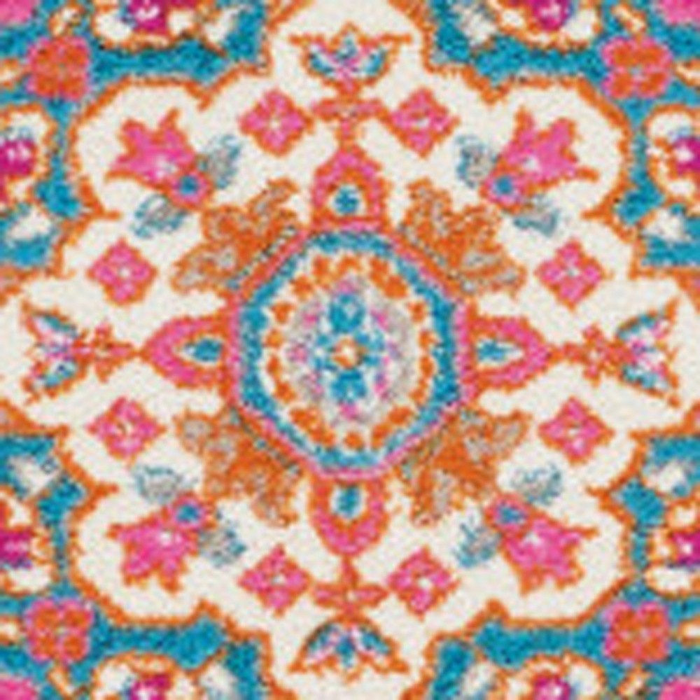 7′ X 10′ Gray And Gold Medallion Distressed Area Rug