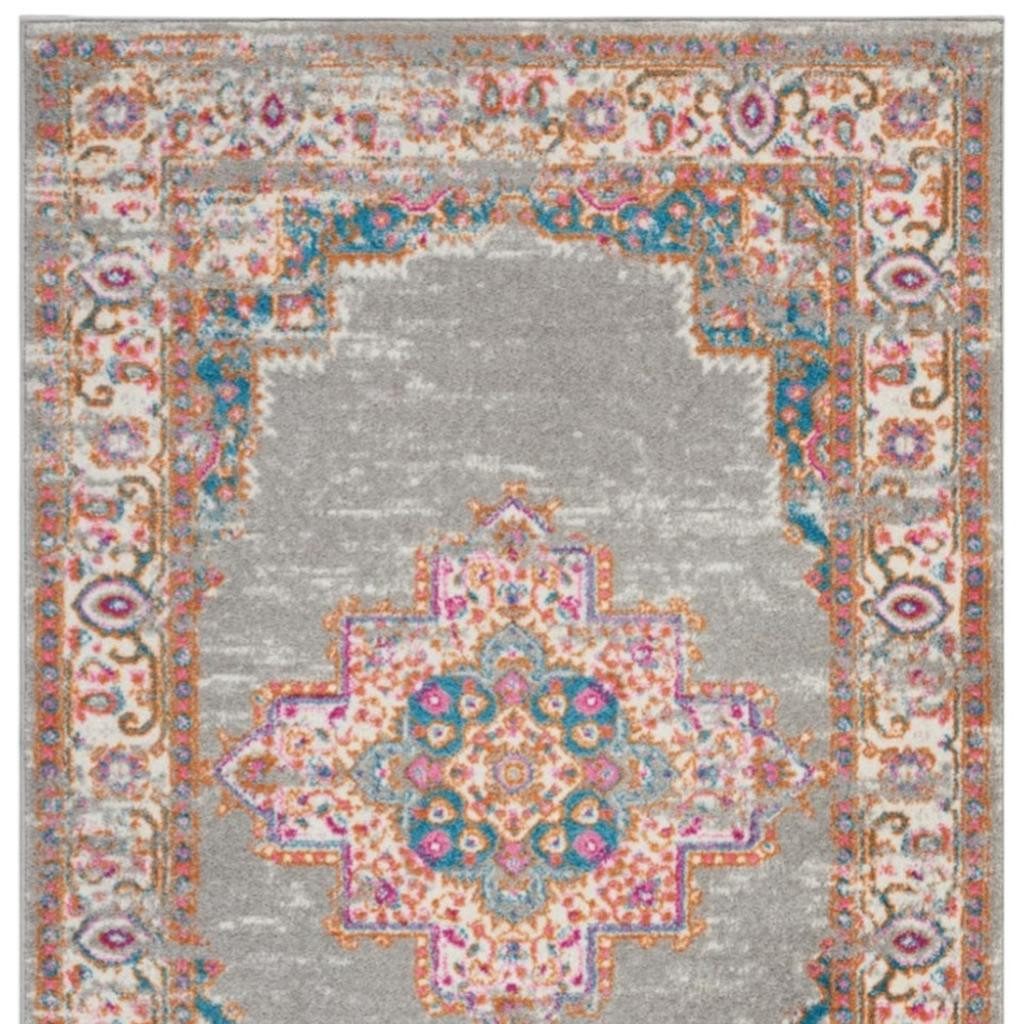 4′ X 6′ Gray and Gold Distressed Medallion Area Rug