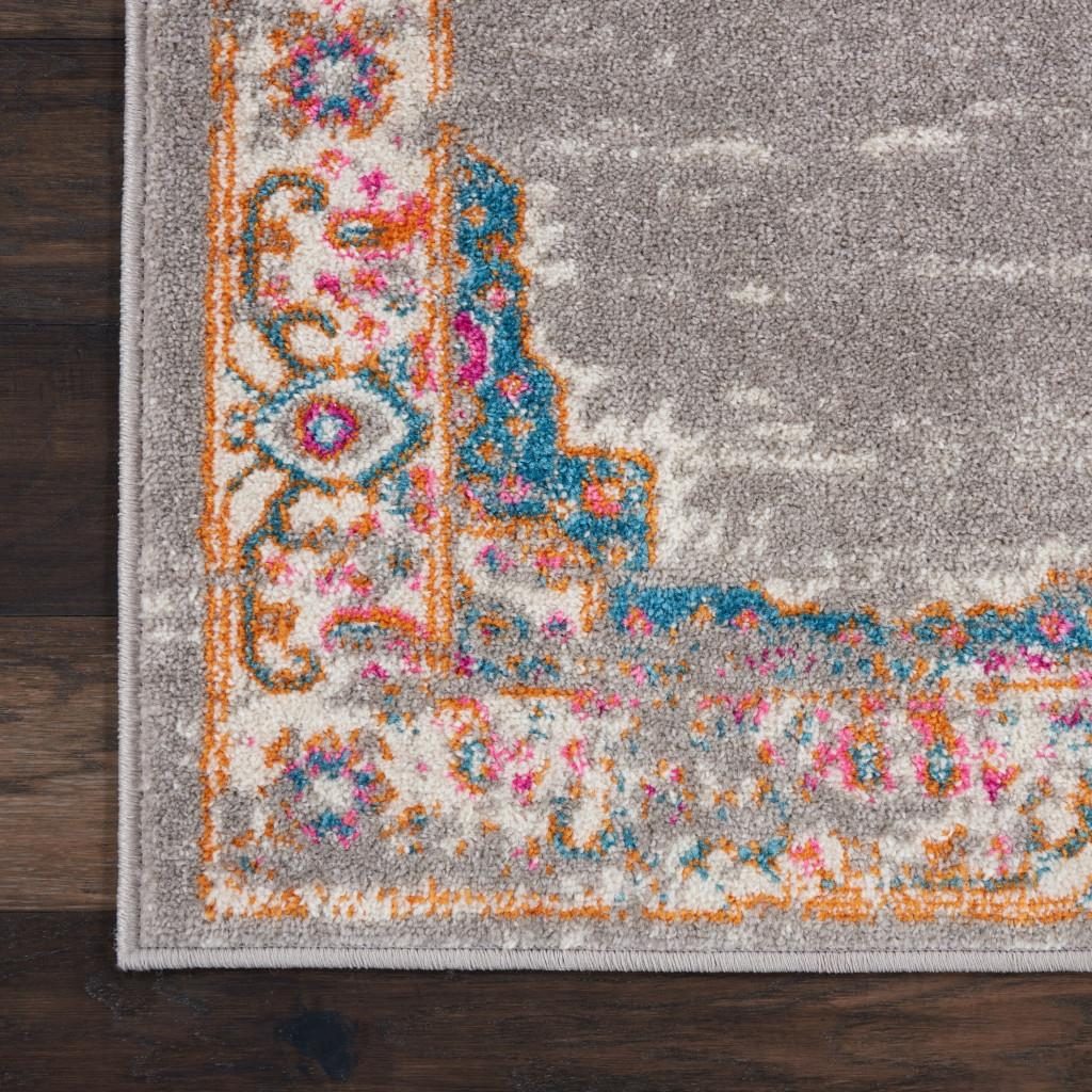 4′ X 6′ Gray and Gold Distressed Medallion Area Rug