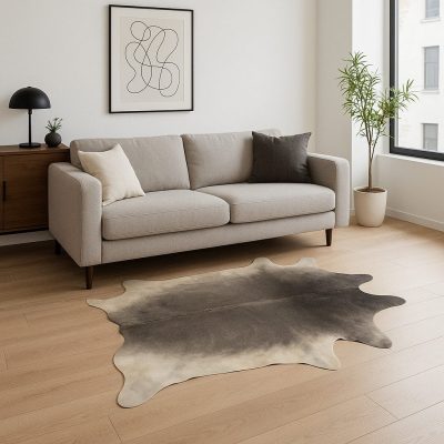 6′ X 7′ Gray Cowhide Handmade Area Rug