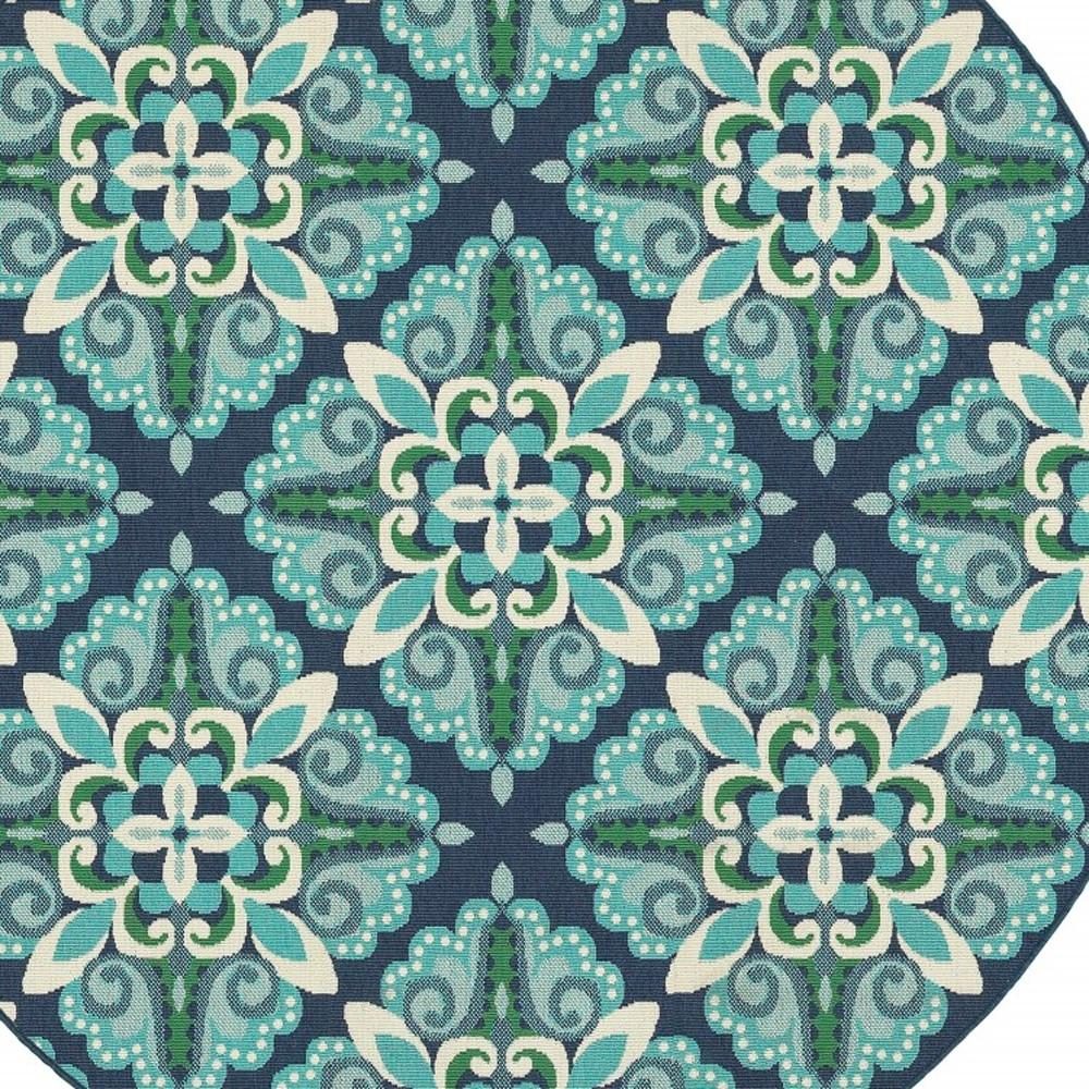 8′ X 8′ Blue And Green Round Rug III