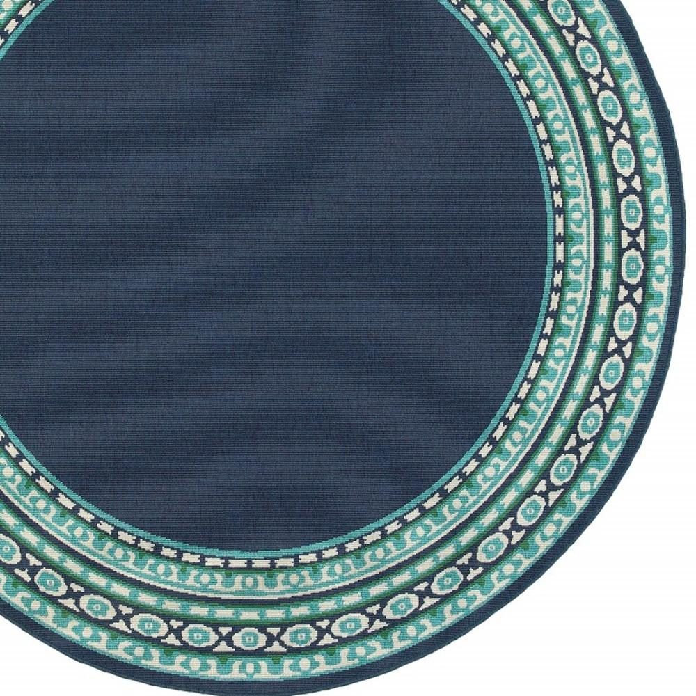 8′ X 8′ Blue And Green Indoor Outdoor Round Rug
