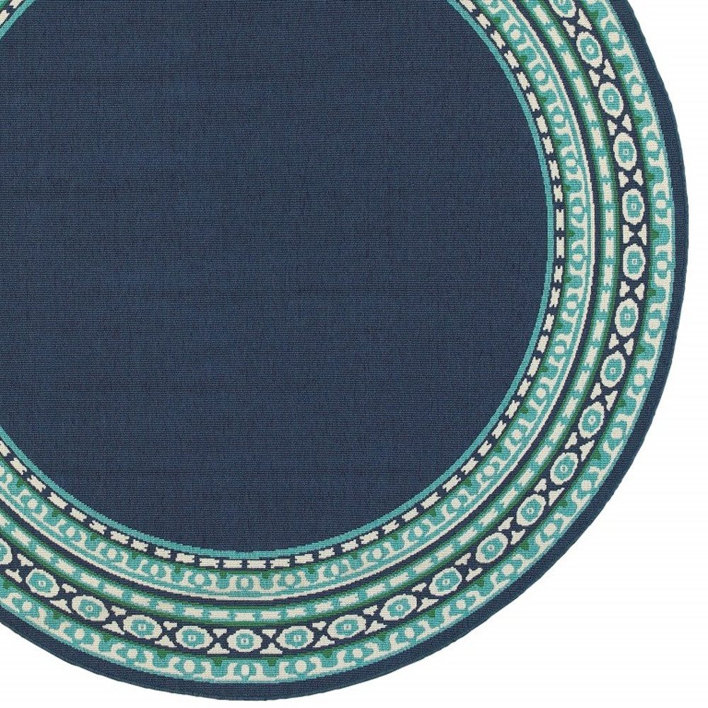 8′ X 8′ Blue And Green Indoor Outdoor Round Rug