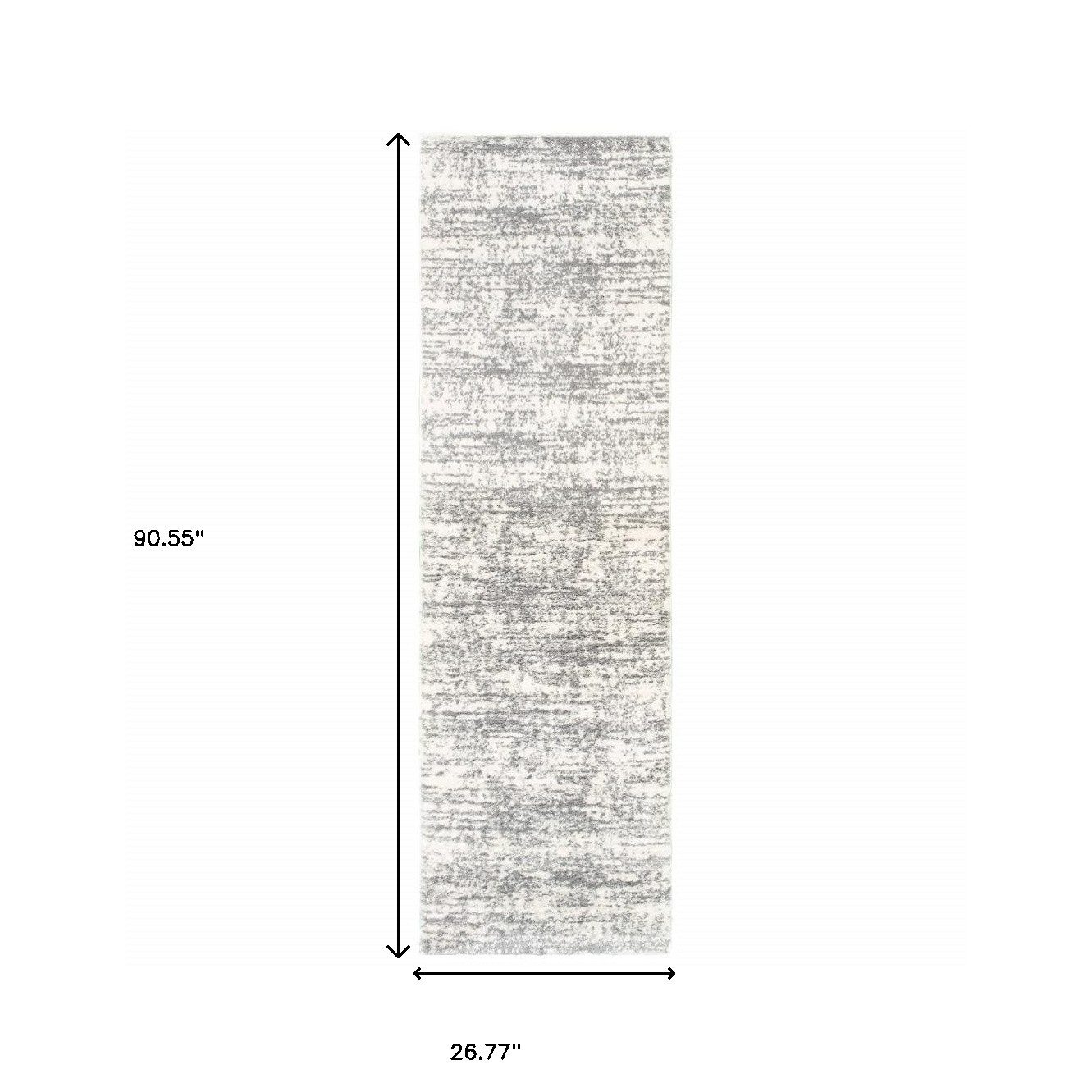 2′ X 8′ Ivory and Gray Abstract Strokes Runner Rug