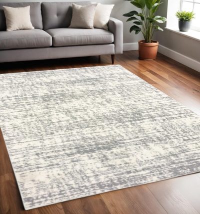 5′ × 8′ Ivory Gray Abstract Strokes Area Rug II