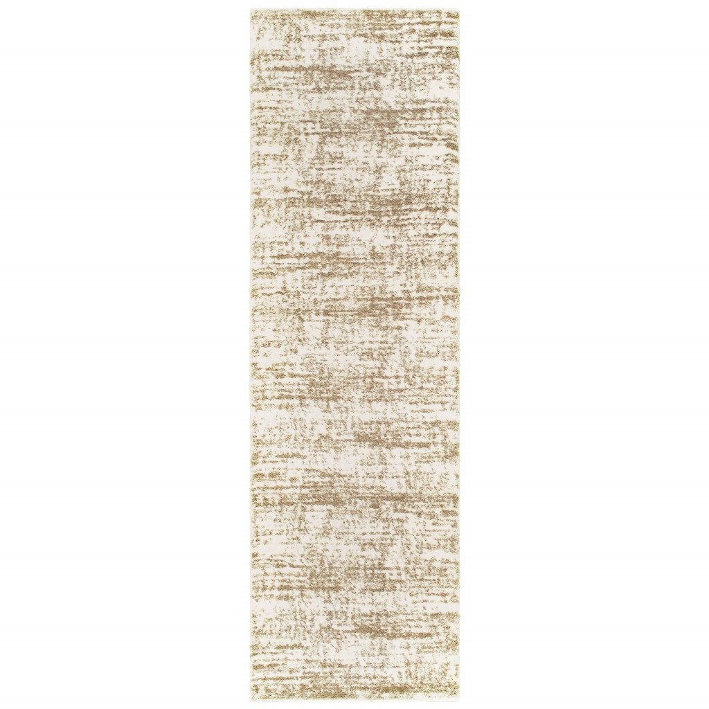 2′ X 8′ Ivory and Gray Abstract Strokes Runner II
