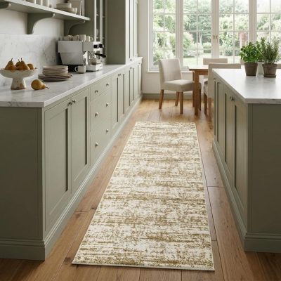 2′ X 8′ Ivory and Gray Abstract Strokes Runner II