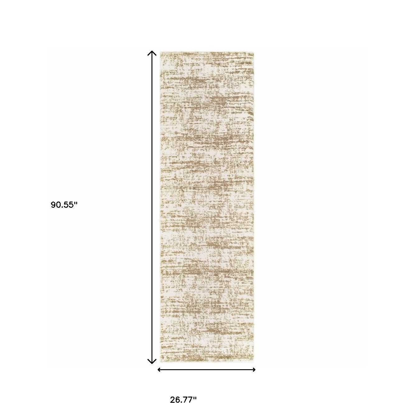 2′ X 8′ Ivory and Gray Abstract Strokes Runner II