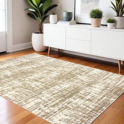 4′ X 6′ Ivory Gray Abstract Strokes Area Rug II