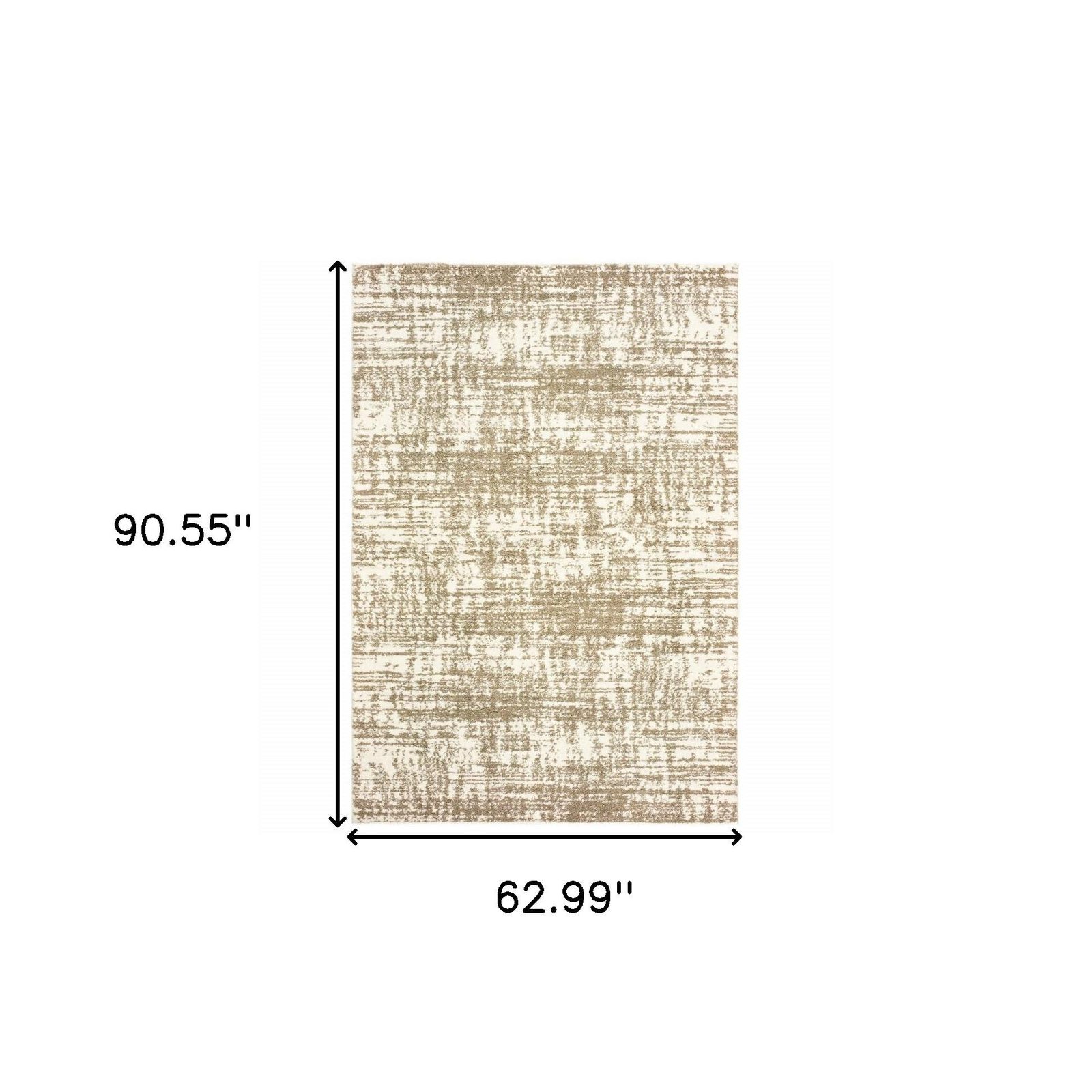 5′ X 8′ Ivory and Gray Abstract Strokes Area Rug