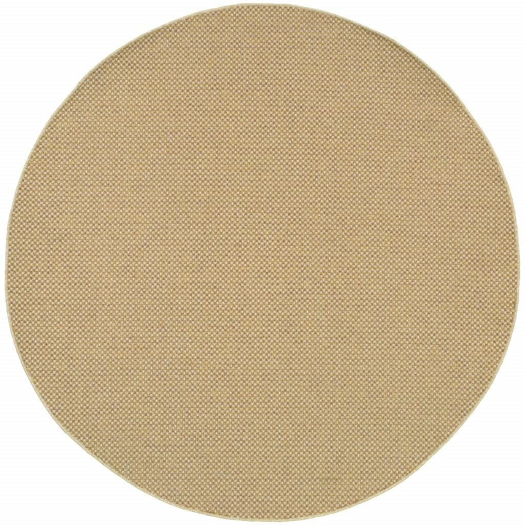 8′ X 8′ Beige Indoor Outdoor Round Rug