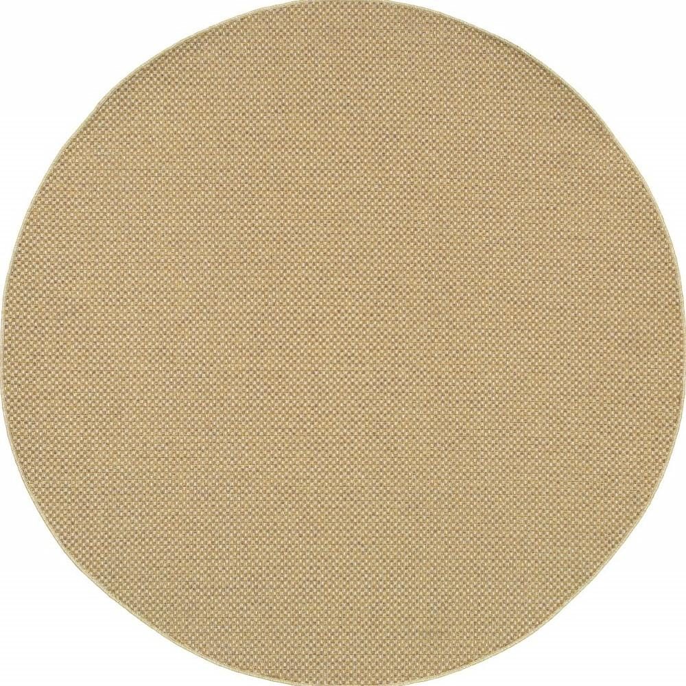 8′ X 8′ Beige Indoor Outdoor Round Rug