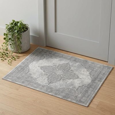 2′ X 4′ Gray Distressed Medallion Area Rug