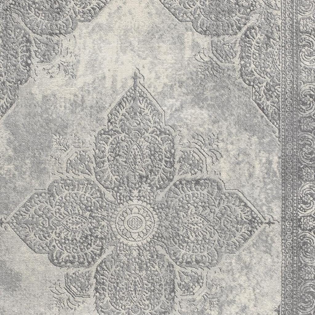 2′ X 5′ Gray Distressed Medallion Area Rug
