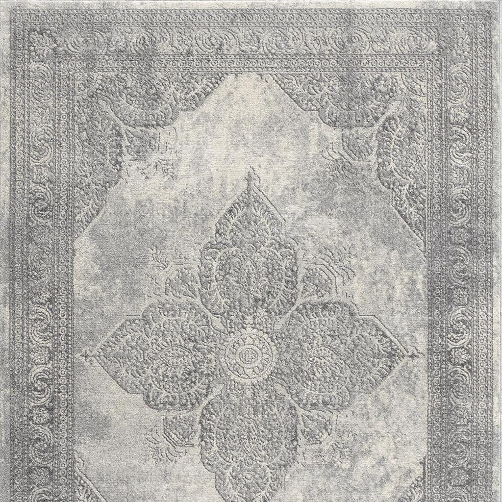 2′ X 5′ Gray Distressed Medallion Area Rug
