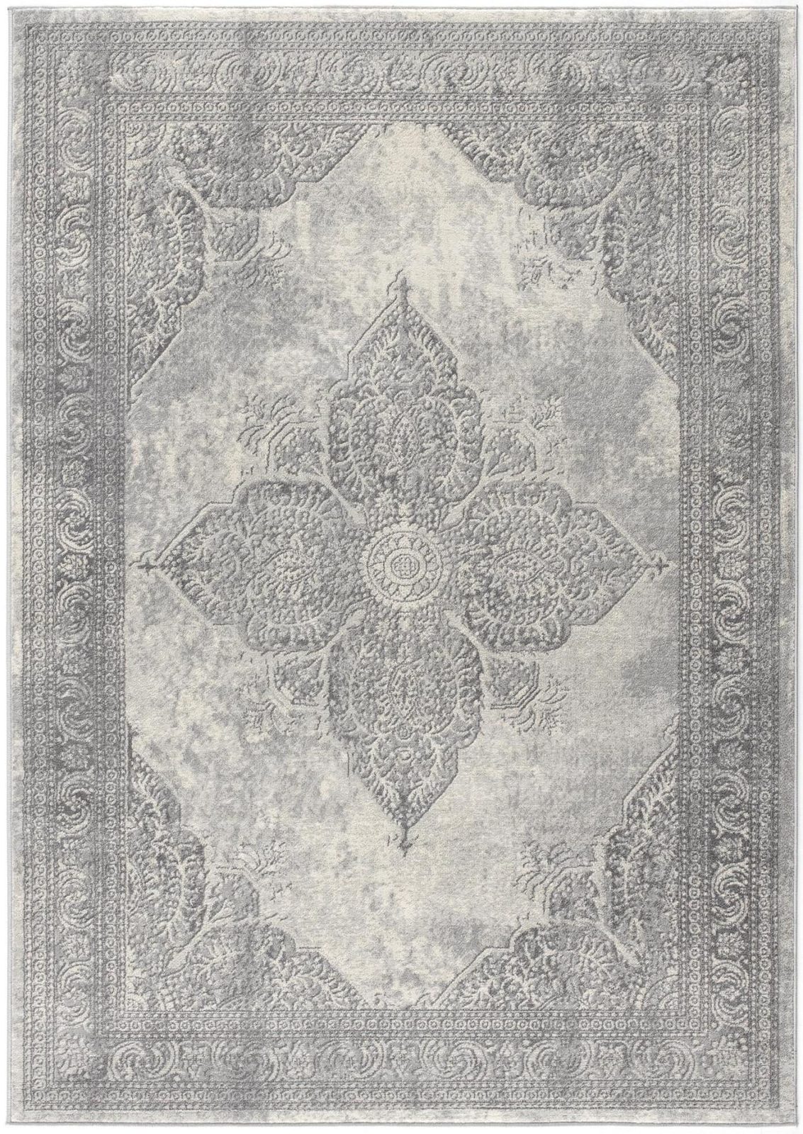 4′ X 6′ Gray Distressed Medallion Area Rug