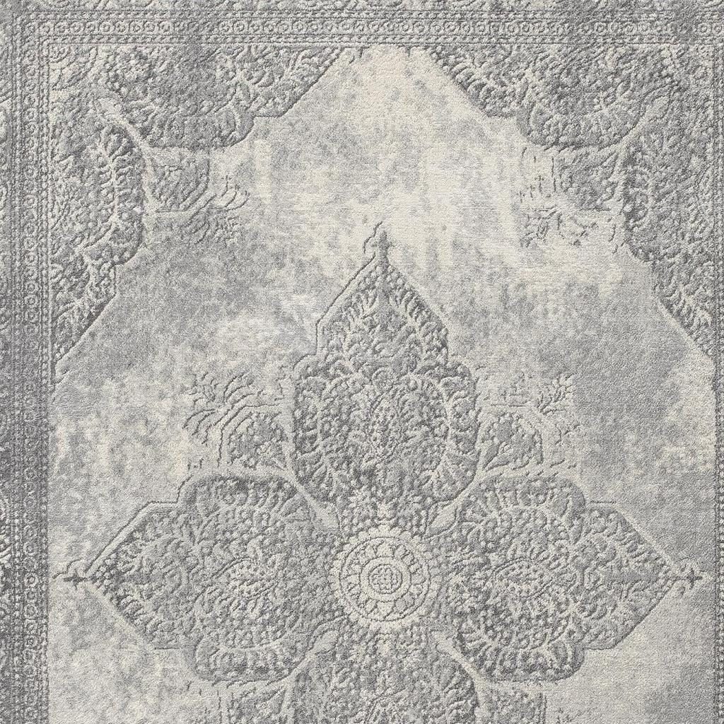 8′ X 11′ Gray Distressed Medallion Area Rug