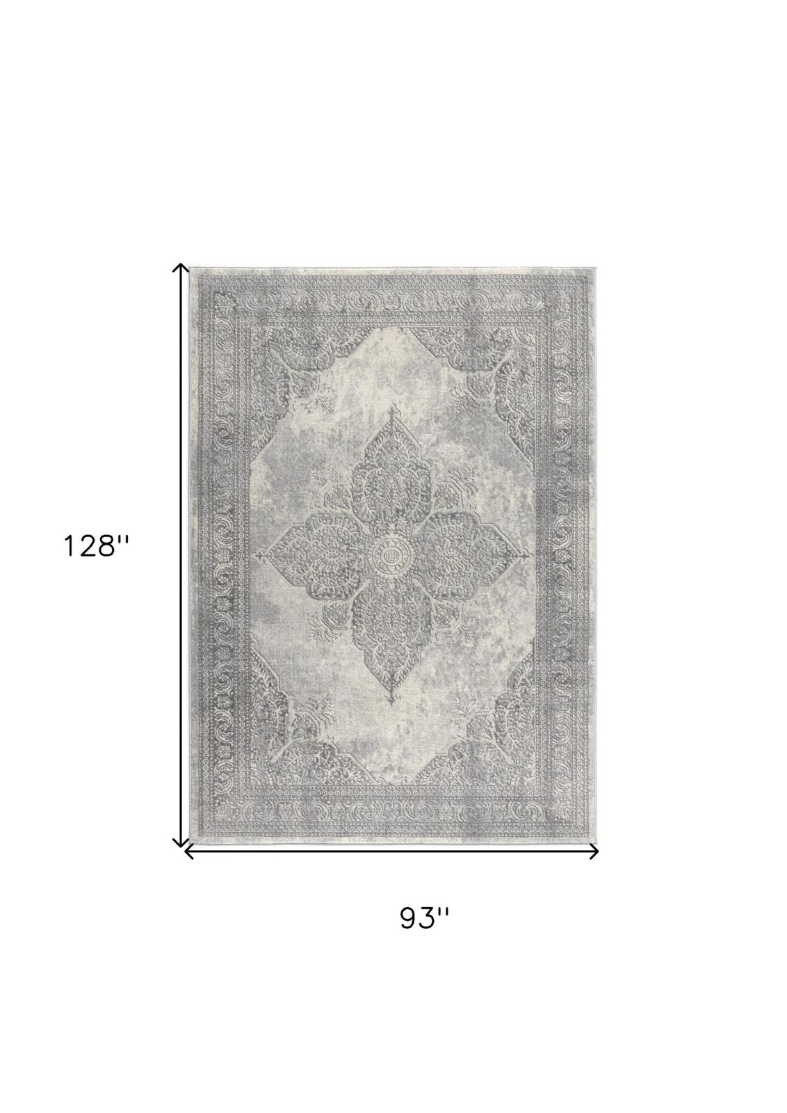 8′ X 11′ Gray Distressed Medallion Area Rug