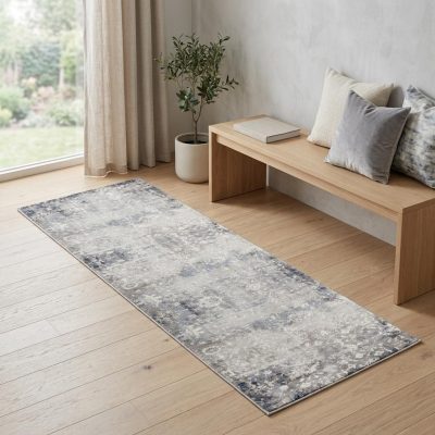 2′ X 6′ Navy And Beige Distressed Vines Area Rug