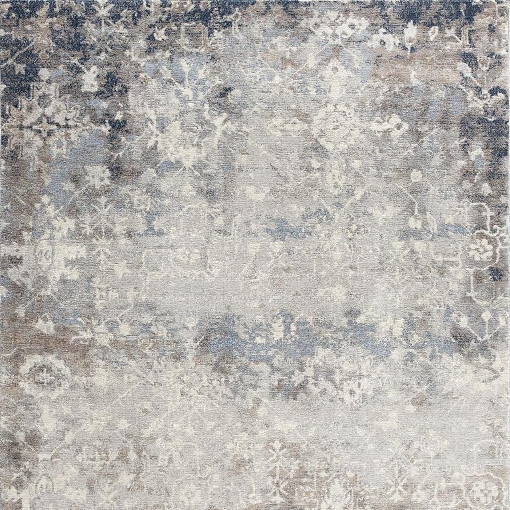 4′ X 6′ Navy and Beige Distressed Vines Area Rug