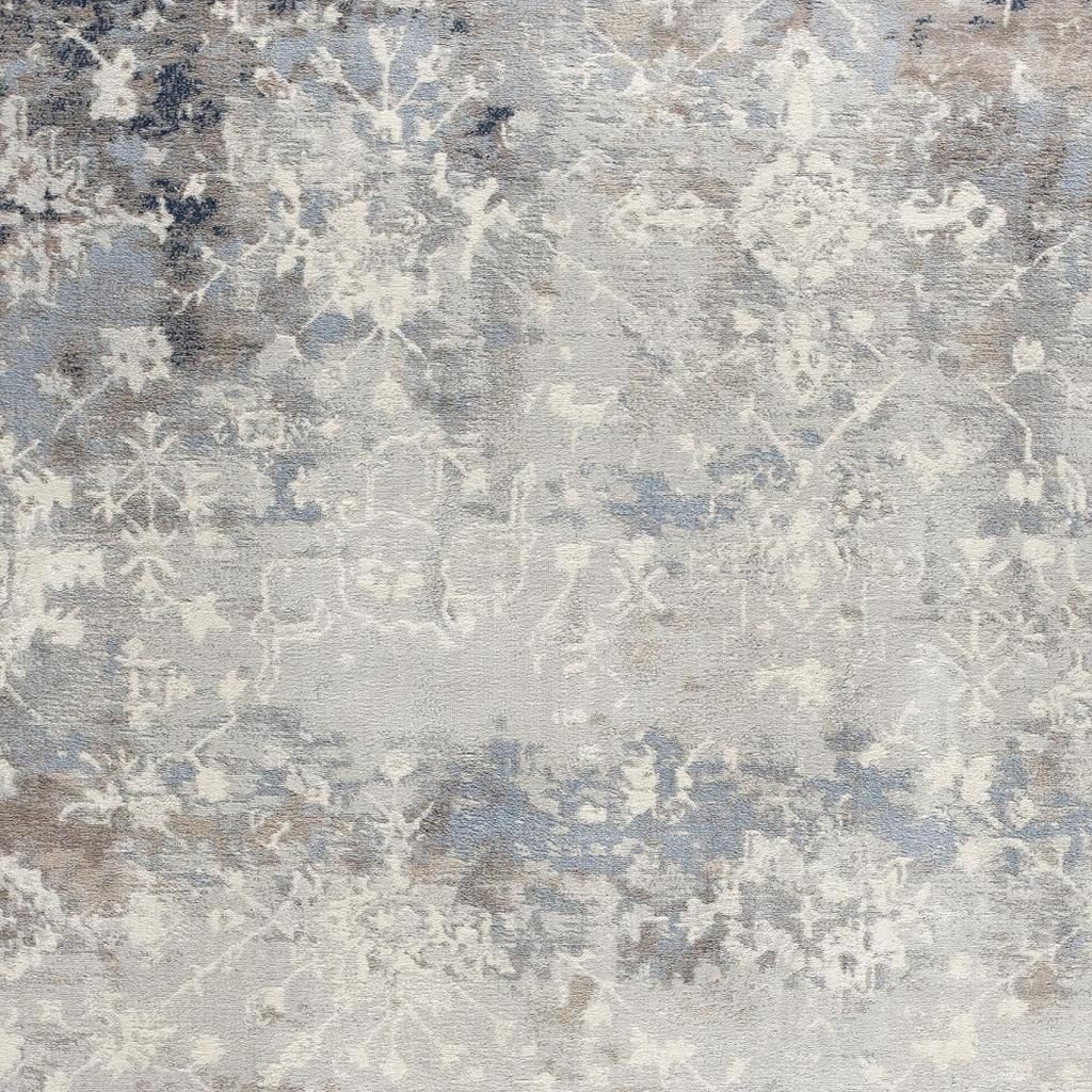 4′ X 6′ Navy and Beige Distressed Vines Area Rug