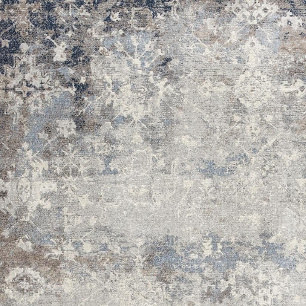 5′ X 8′ Navy And Beige Distressed Vines Area Rug