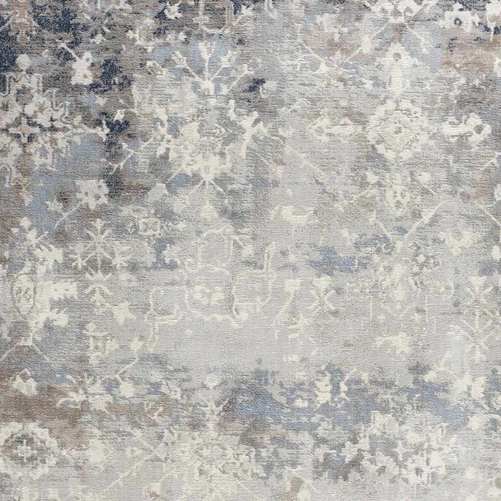 8′ X 11′ Navy And Beige Distressed Vines Area Rug