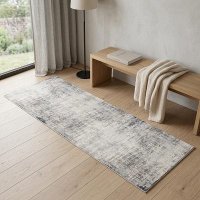 2′ X 6′ Navy Blue Distressed Striations Area Rug