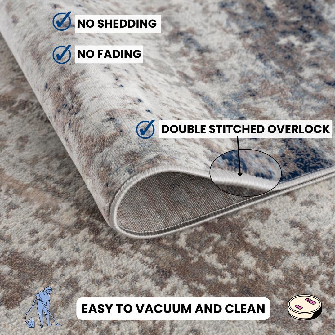 2′ X 8′ Navy Blue Distressed Striations Runner Rug