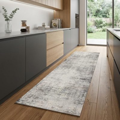 2′ X 8′ Navy Blue Distressed Striations Runner Rug