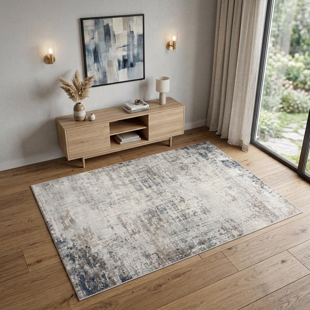4′ X 6′ Navy Blue Distressed Striations Area Rug