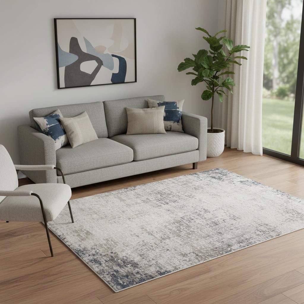 5′ X 8′ Navy Blue Distressed Striations Area Rug