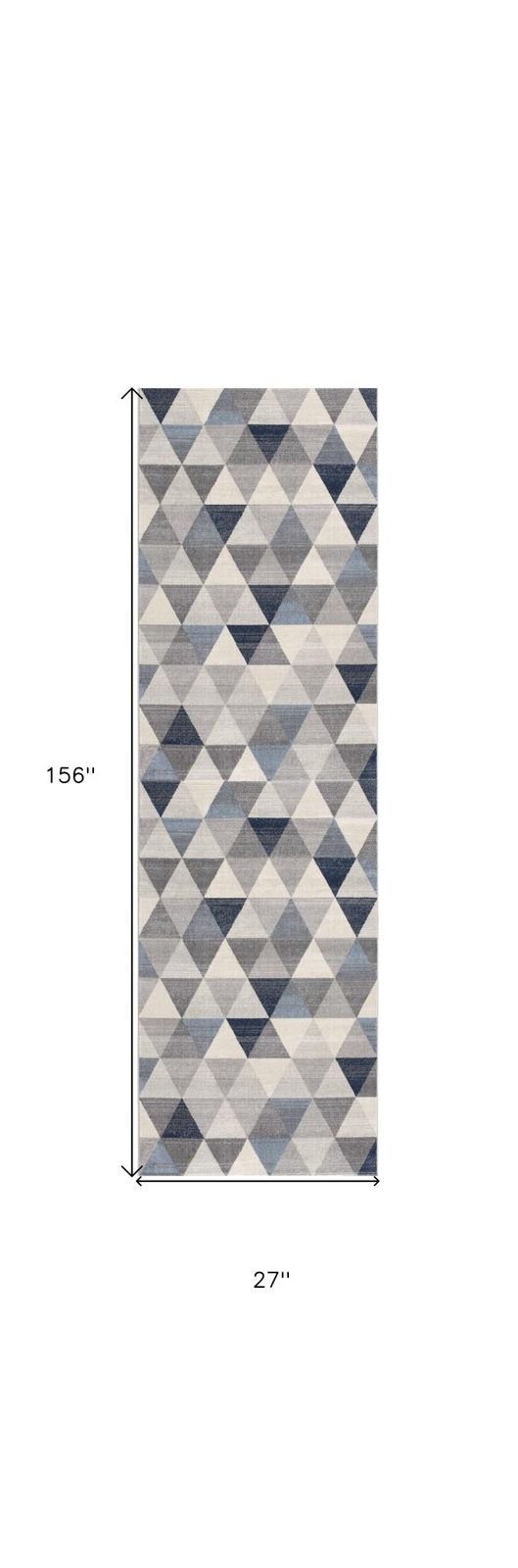 2′ X 13′ Navy Blue Geometric Diamond Runner Rug