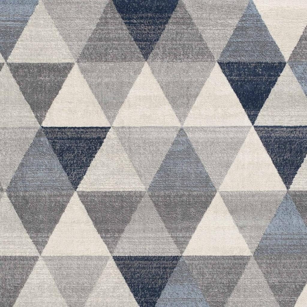 2′ X 15′ Navy Blue Geometric Diamond Runner Rug