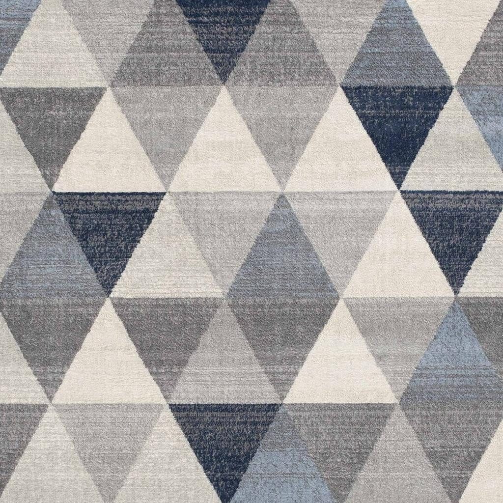 2′ X 20′ Navy Blue Geometric Diamond Runner Rug