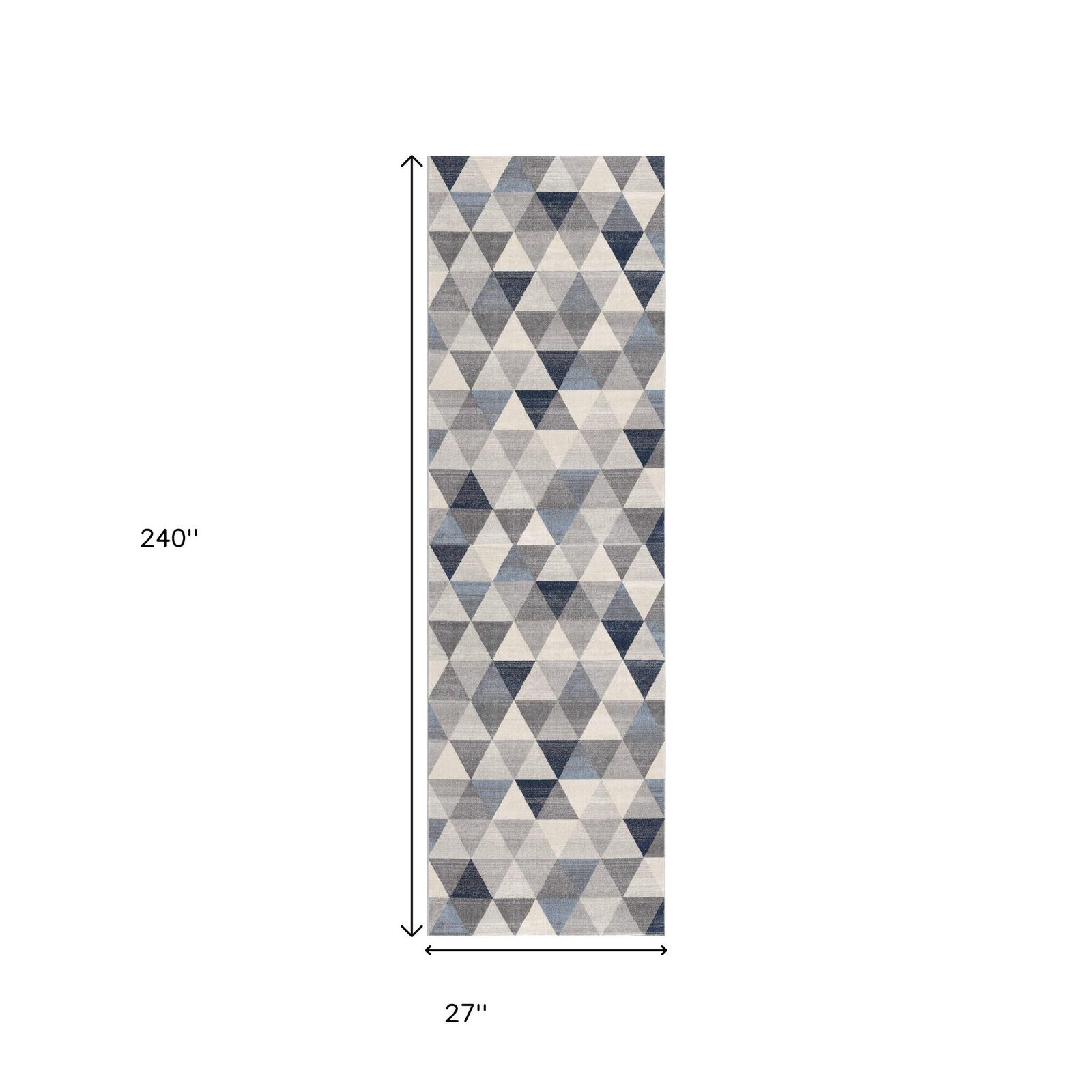 2′ X 20′ Navy Blue Geometric Diamond Runner Rug